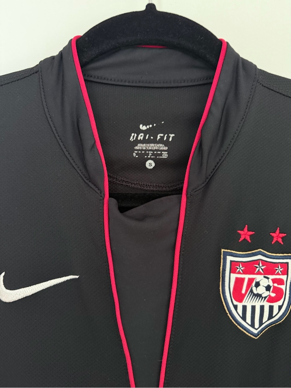 Nike Women’s Black Soccer Jersey with Red Trim and White Logo - Picture 2 of 3